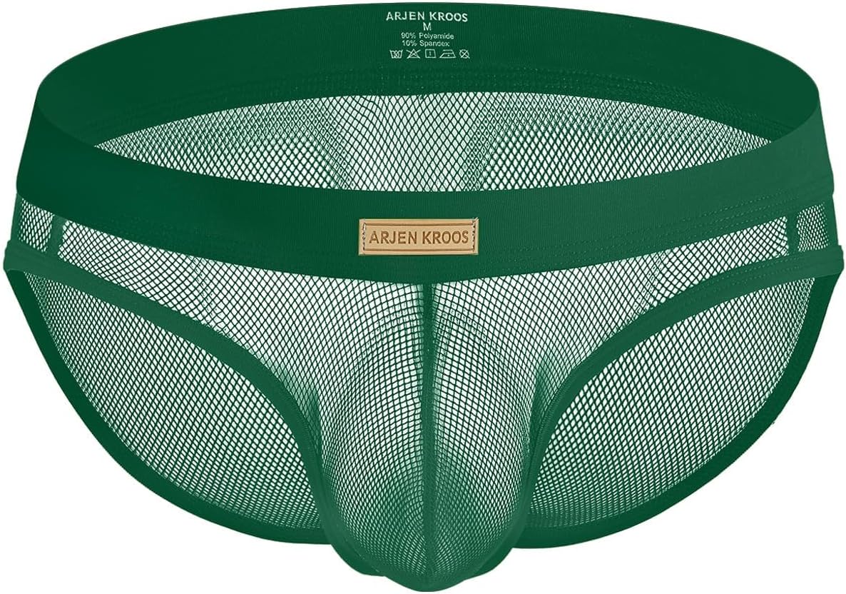 Arjen Kroos Men's Sexy Underwear See-through Sheer Briefs Mesh Pouch Lingerie Tagless Underpants