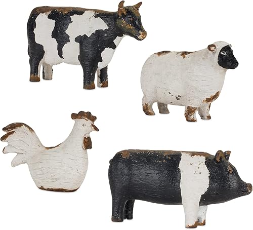 Melrose 85627 - Portavelas de animales de granja, juego de 4, 5.25 pulgadas de alto, resina