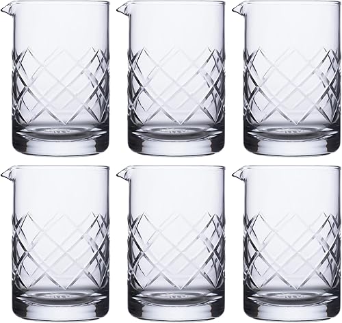 A Bar Above Vaso de mezcla de cóctel de corte diamante, grueso, resistente para mezclar y remover cócteles, vaso mezclador de bebidas para juego de