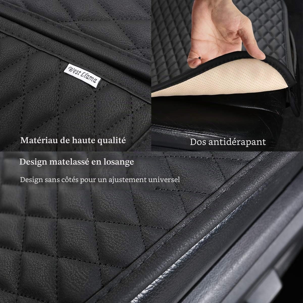 GIANT PANDA Housses de siège Auto en Cuir PU avec 1 Paire de Tapis de siège Avant et 1 Housse de siège arrière, universelles, compatibles avec 90% des véhicules, Noir