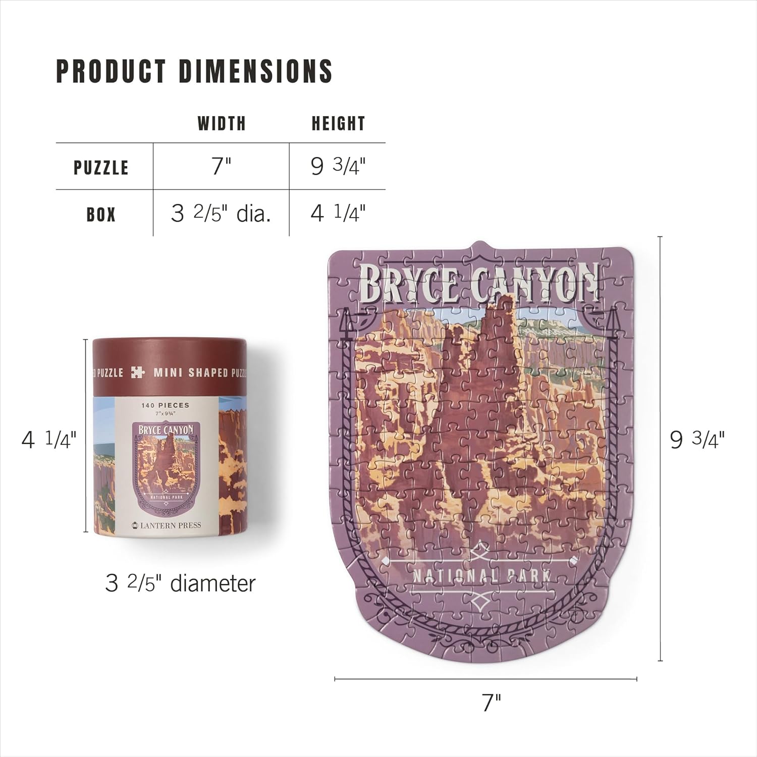 Lantern Press Mini Shaped Adult Jigsaw Puzzle, Protect Our National Parks (Bryce Canyon)