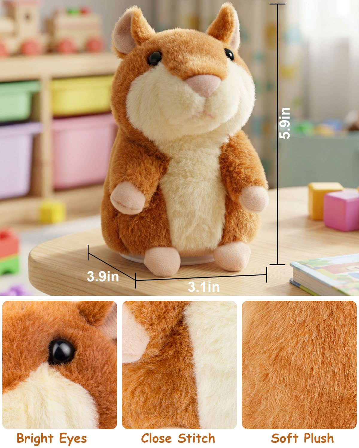 Hamster Parlant En Peluche Avec Enregistrement Et Hochement De Tête - Jouet Interactif Noël