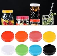 Vista 9 de 8 tapas para frascos de boca ancha, tapas de plástico para tarros Mason con anillos de sellado de silicona, tapas para conservas de boca ancha