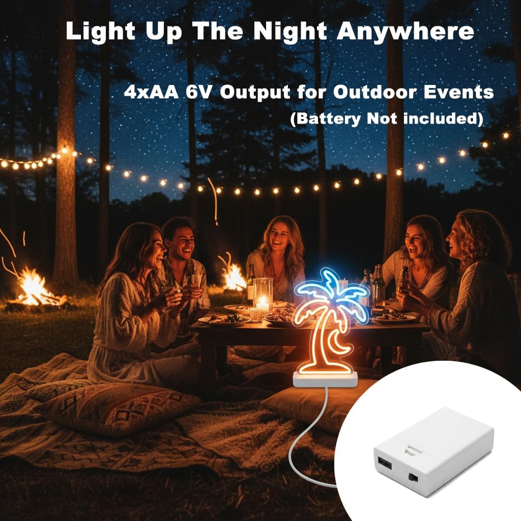 4 Pack 4 AA USB Battery Pack for LED Neon Signs, 4–6V Power Supply Converts USB Neon Lights to AA Battery Powered, Portable for Events and Decor (Batteries Not Included)
