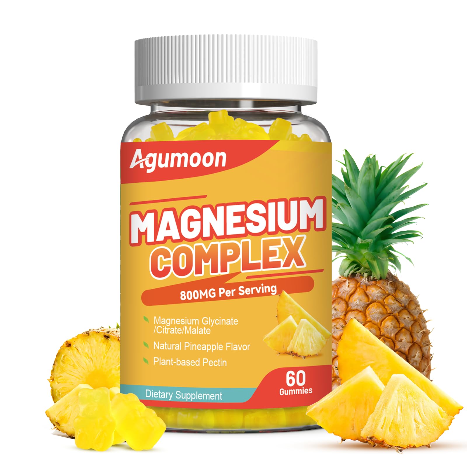 Magnesium Complex Gummies 800mg with Zinc & B6, B12, C, D3, 60 Count 60 Count (Pack of 1)