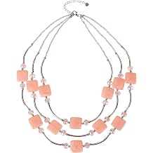 3 Layered Beads Statement Necklace for Women, Chunky Resin Bead Layered Necklace, Boho Fashion Jewelry, Trendy Multi-Strand Choker Necklace