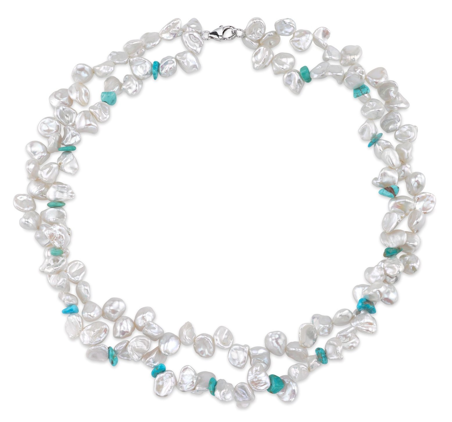 THE PEARL SOURCE 9-10mm Keshi Genuine White Freshwater Cultured Pearl Necklace for Women