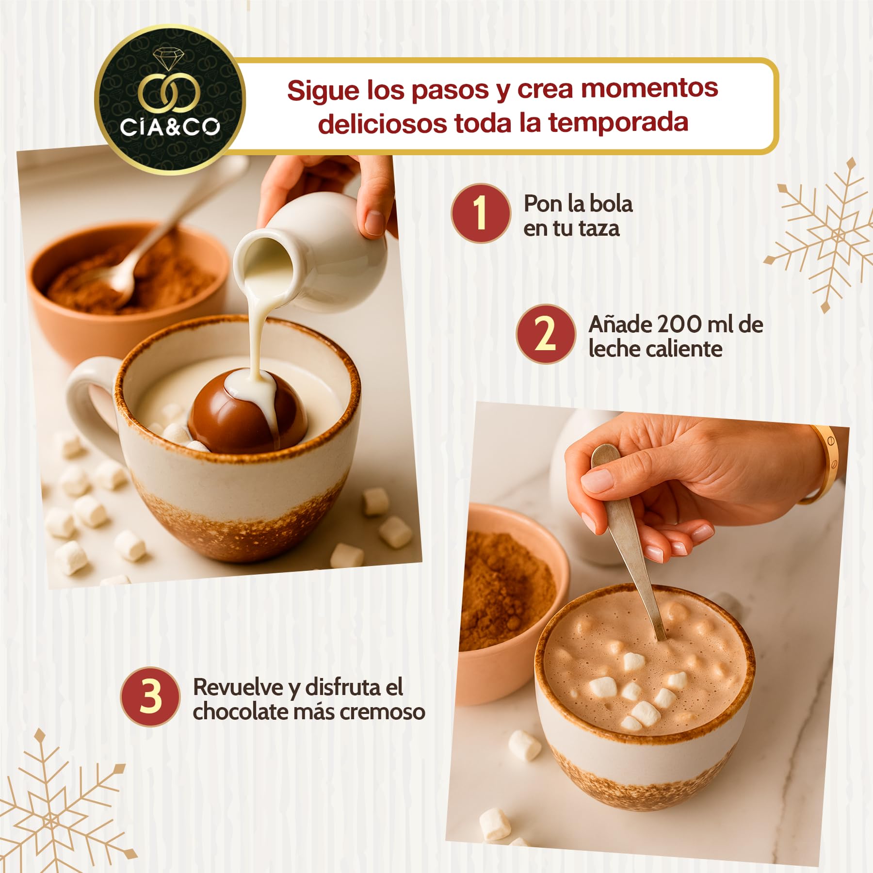 Bolas de Chocolate Caliente Belga con Nubes Pack XXL 12 Bombas Premium Malvaviscos Chocolate a la taza Regalo Navideño