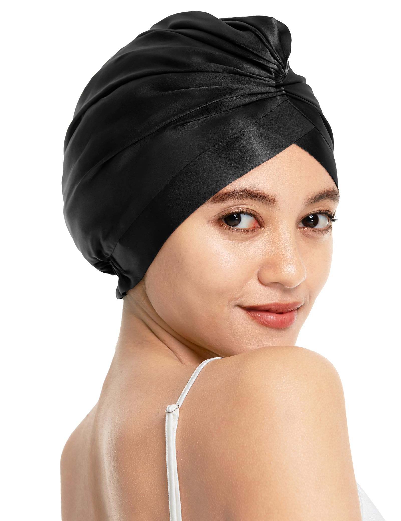 100% Mulberry Silk Sleep Cap for Hair, 19 Momme Silk Bonnet Sleeping Hair Wrap for Women with Elastic Band