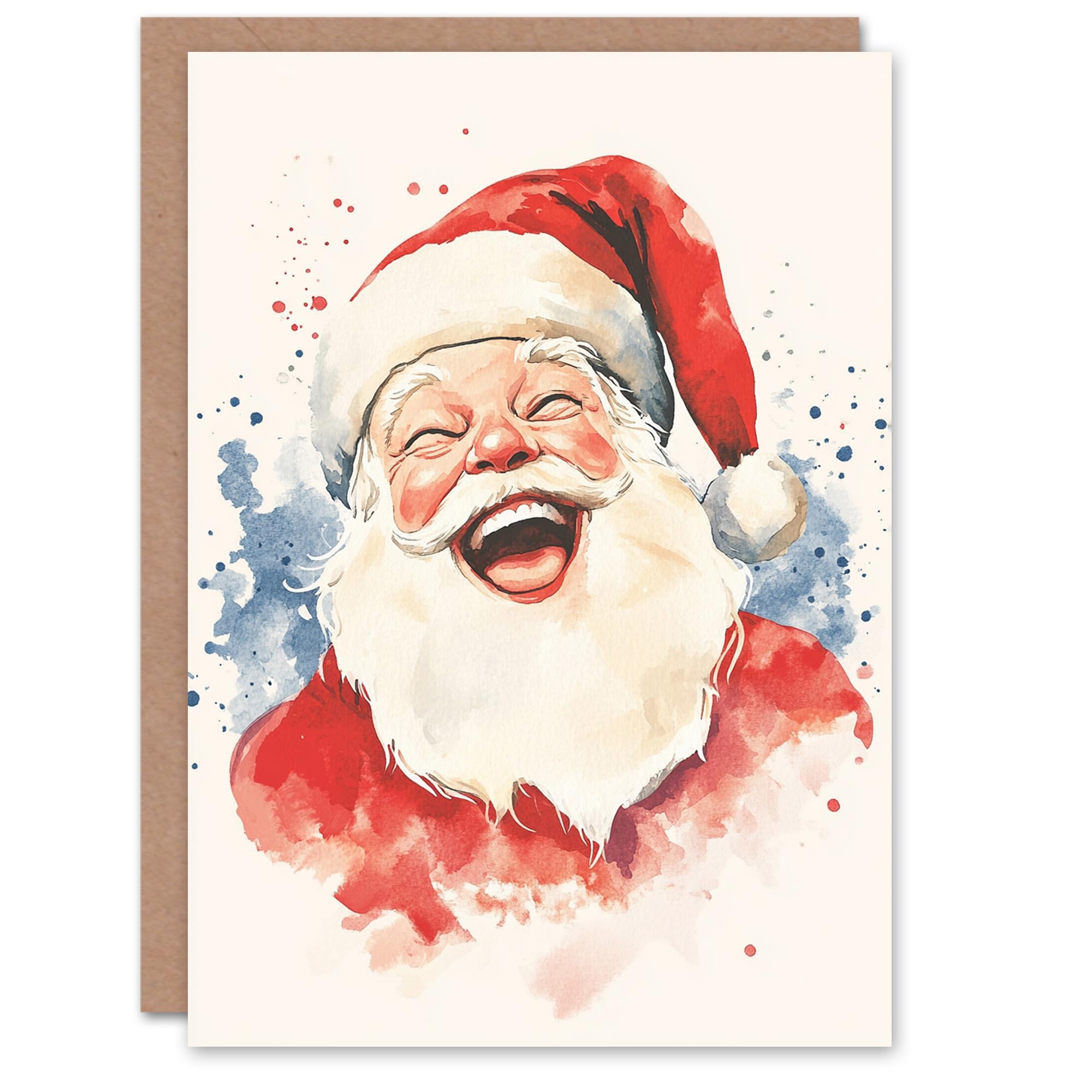 Wee Blue Coo Happy Jolly Santa Claus Festive Fun Xmas Art Blank For All Christmas Card