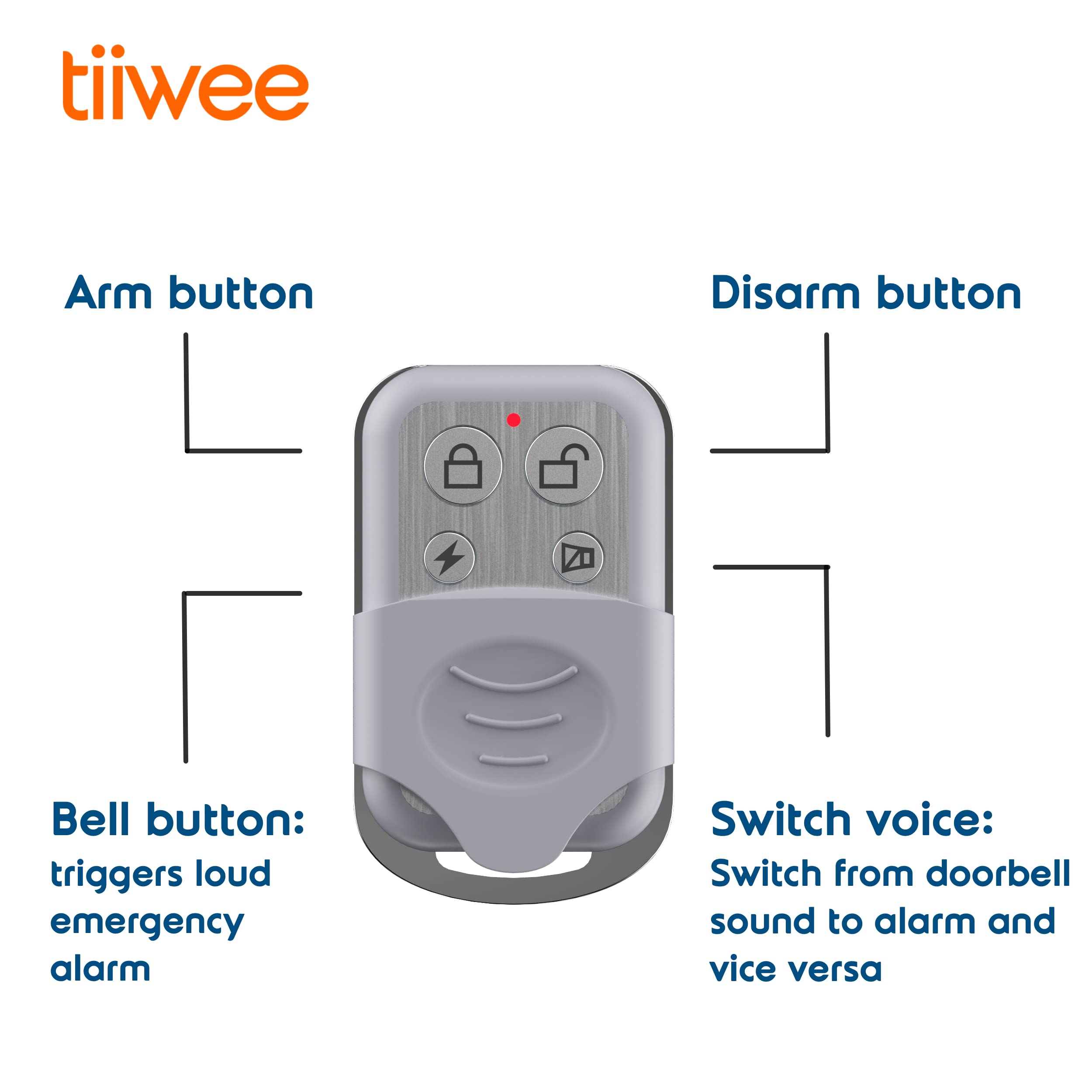 tiiwee A2 Détecteur de Mouvement avec Télécommande 120 DB Sirène Alarme Garage Porte