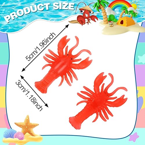 Miniatura 2 de 20 piezas de mini langosta con garra de cangrejo de cangrejo hervido suministros de fiesta suave TPR langosta modelos de alimentos falsos