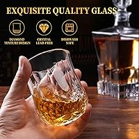 Vista 3 de Diamond Whiskey Glasses Set of 6 with Compact Size, Premium Crystal Bourbon Scotch Glass for Men Dad, Solid Old Fashioned Glass Lowball Bar Glasses