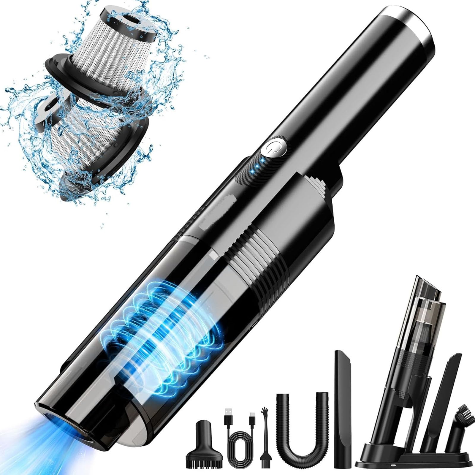 ljhnba Aspirateurs de Voiture Portables Technologie de Machine de Nettoyage de Voiture Rechargeable Texture en Plastique de Conception pour Une Utilisation en Voyage Aspirateur à Main Compact