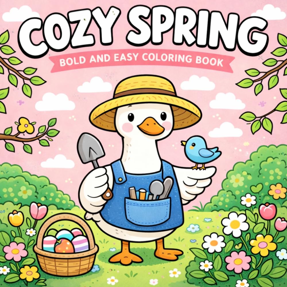 Bold and Easy Cozy Spring Coloring Book: Cute, Relaxing Spring Designs for Stress Relief and Creative Fun (Bold and Easy Coloring Book)