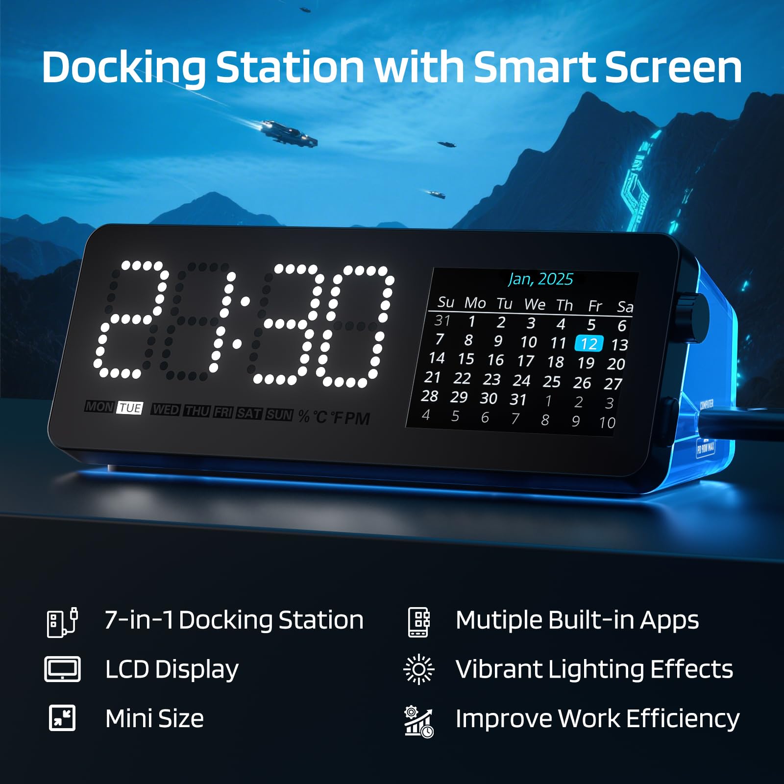 LTC DS071P Docking Station, RGB, HDMI, Nero, con Pannello di Controllo