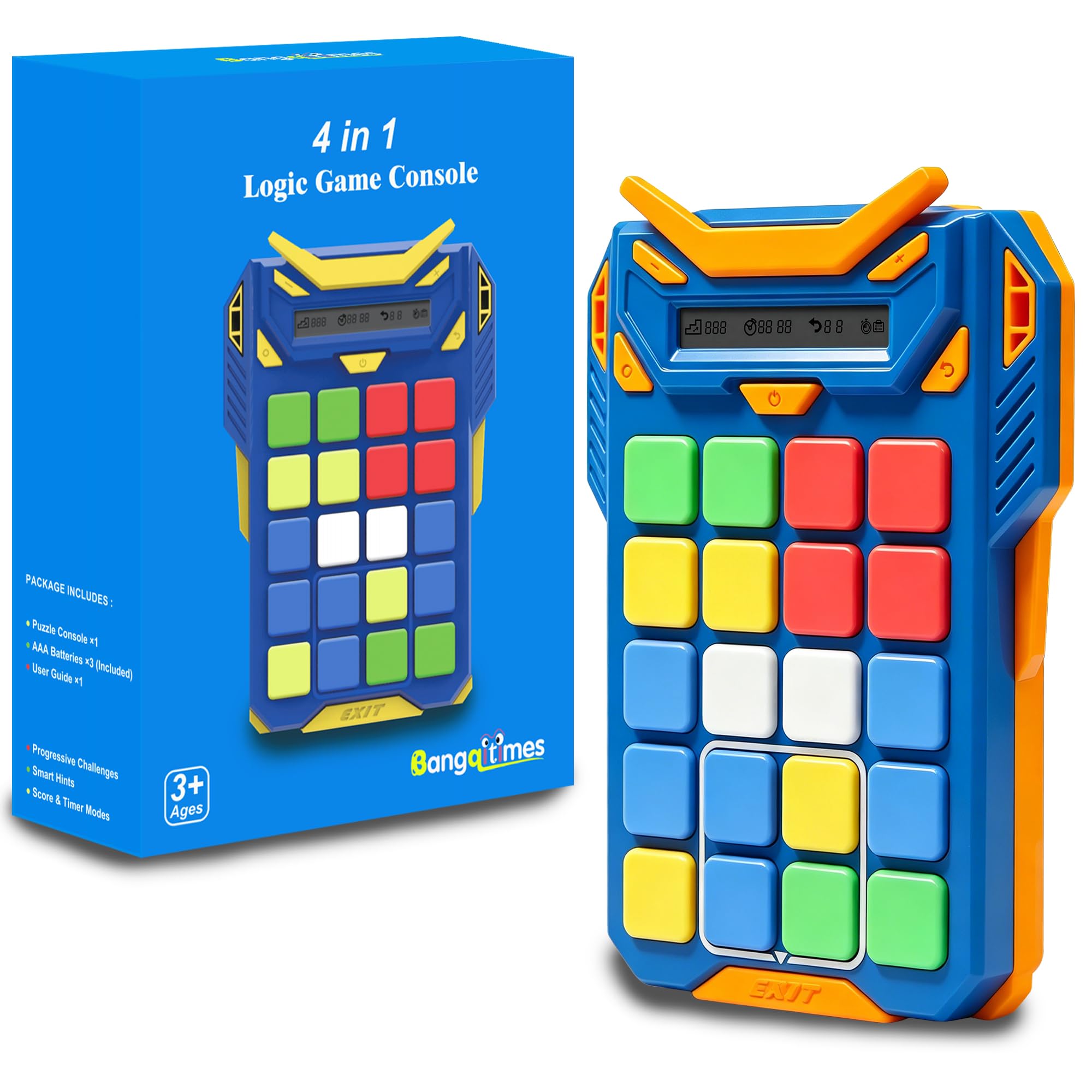 Bangqitimes 4-in-1 Logic Game Console for Kids Ages 3+ | 500 sliding puzzle levels, whack…