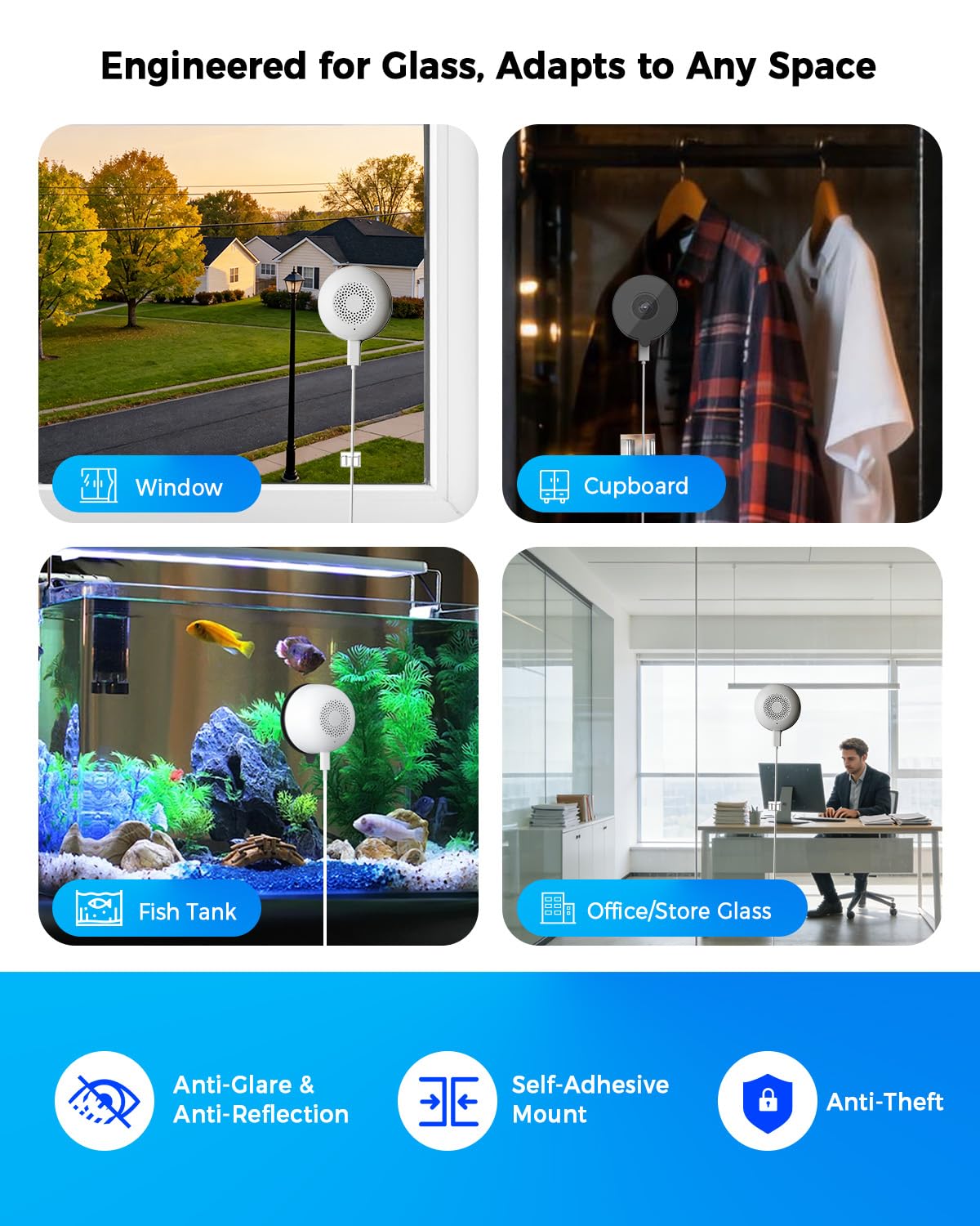 Mrowly 2K 3MP Window Camera, WiFi 2.4/5GHz Window Camera for Looking Outside, Security Camera Night Vision Through Window, People/Motion Detection, 24/7 Recording, Drill-Free Installation — view 2
