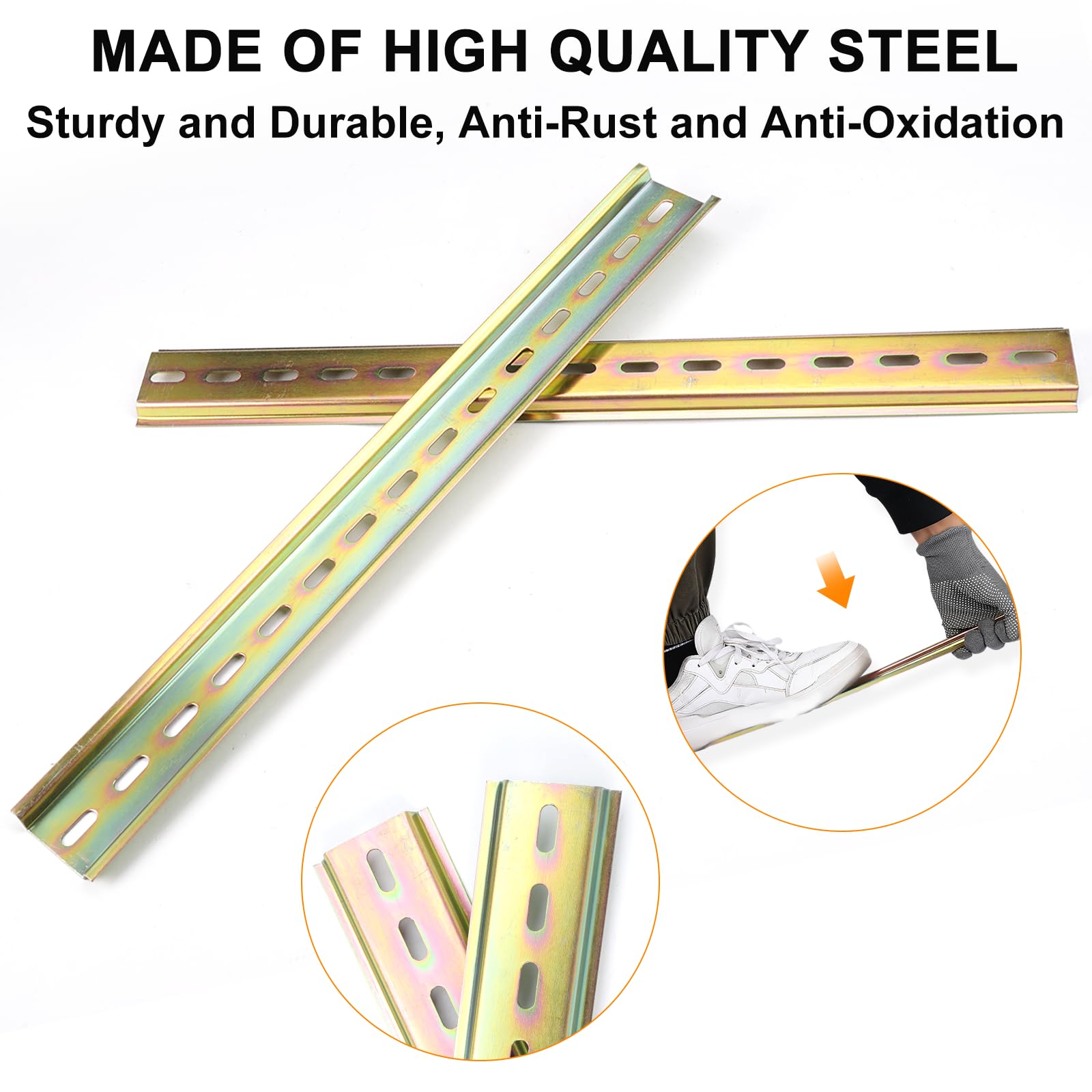 8 rieles DIN, rieles de acero de colores, riel de suspensión, ancho 29,5 cm, altura 7,5 mm, longitud de 3,5 cm para instalar aparatos eléctricos como disyuntores