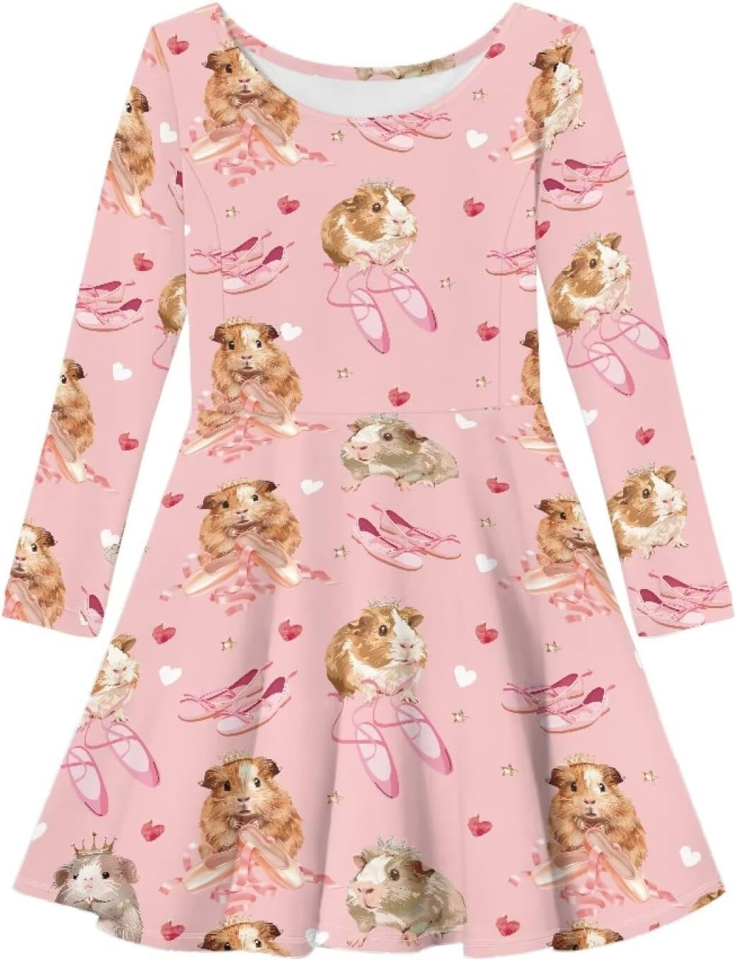 Girls Long Sleeve Dress A line Twirly Skater Casual Dress 2-14 Years Old