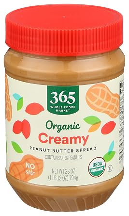 365 by Whole Foods Market, Organic Creamy Peanut Butter Spread, No Stir, 28 Ounce