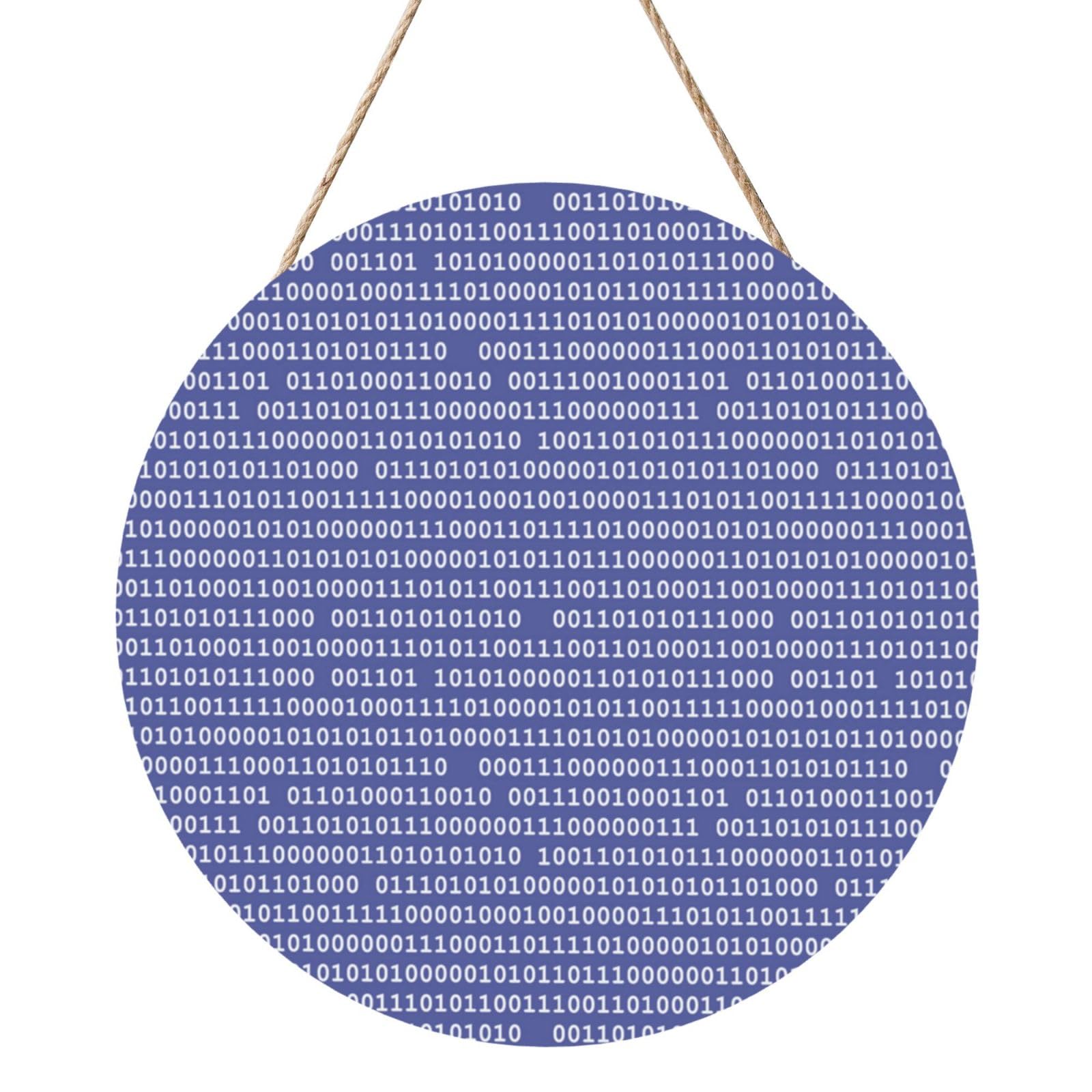 InOmak Programmer Binary Computer Code Purple, Round Wood Panel Painting 12 in, Wall Hanging Painting For Home