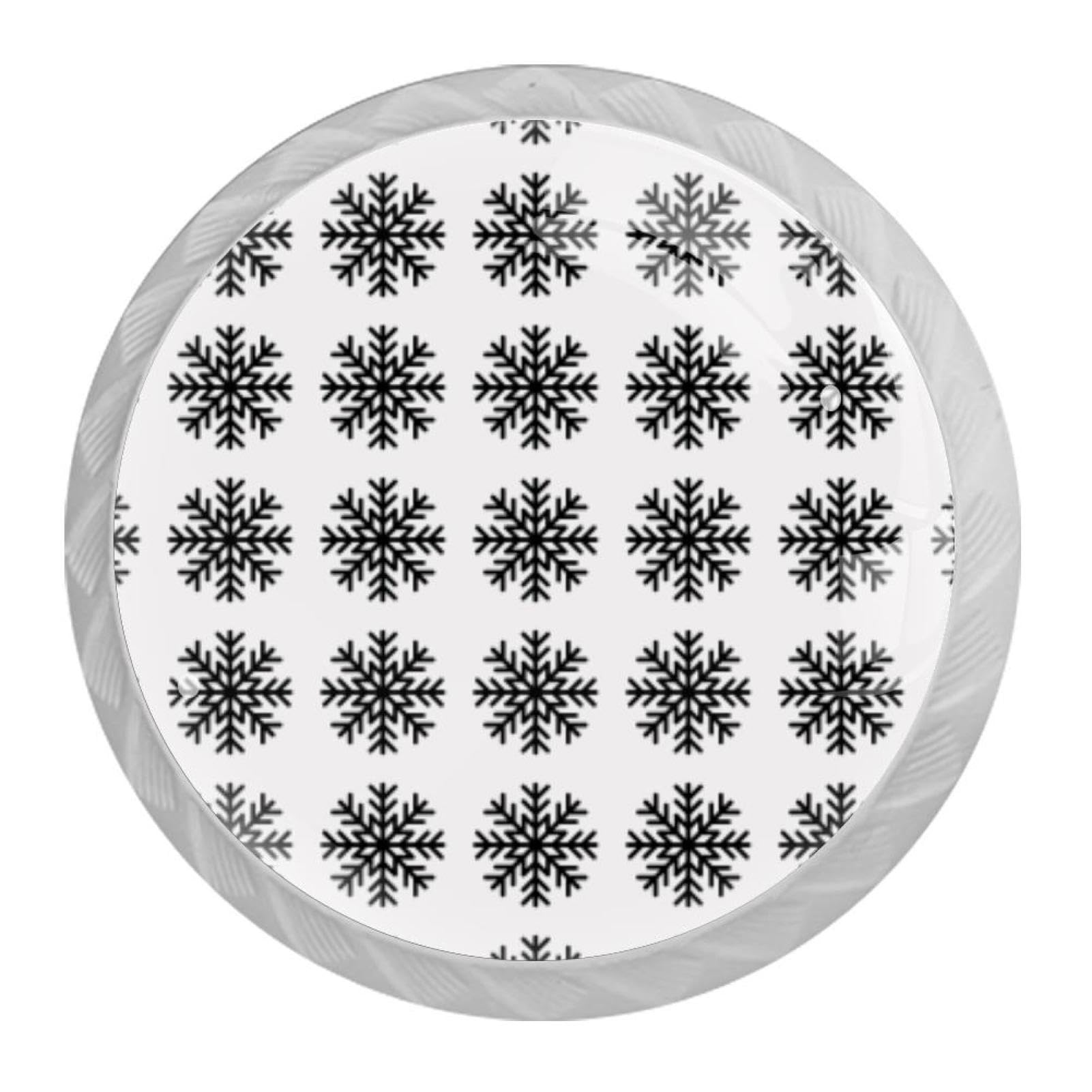 Tqmspg 4 Pieces Drawer Pulls Snowflakes Pattern Door Knobs Dresser Handles for Kitchen Wardrobe Cupboard Hardware Furniture