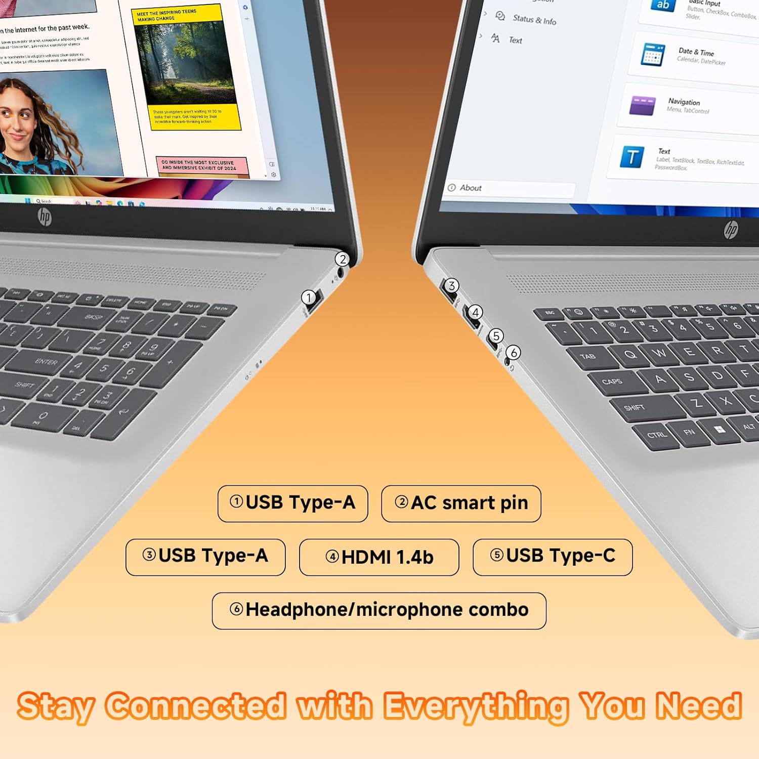 HP 17.3" FHD AI Laptop for Business Students, AMD Ryzen 5 7430U, Office 365 of The Web Lifetime, 20 GB RAM, 1 TB SSD, Windows 11 Pro, Wi-Fi 6, HD Camera, Copilot Key, Fast Charge, w/Accessories