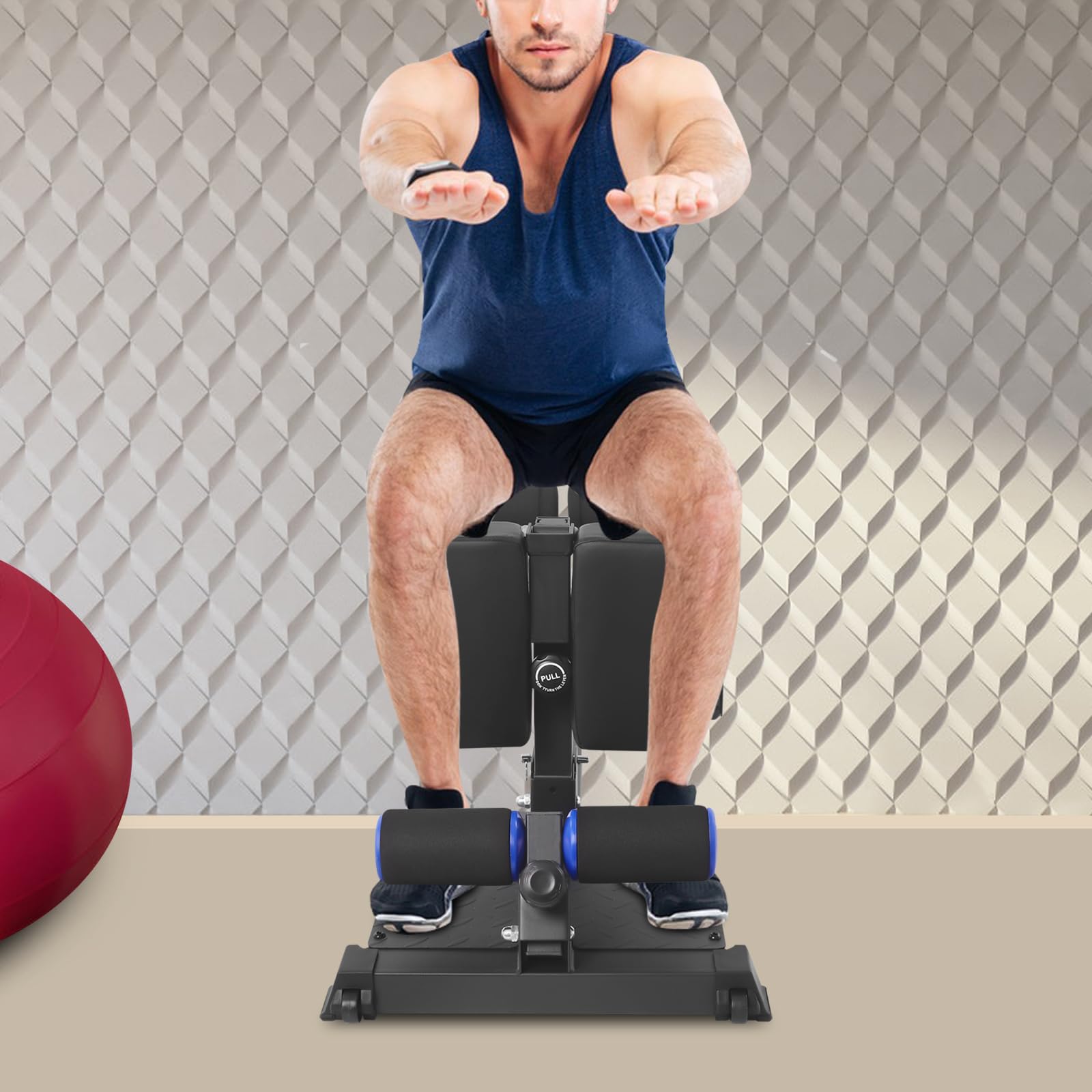 Banco de sentadillas plegable con bandas de fitness, dispositivo de entrenamiento ajustable para abdominales, estación de entrenamiento para el hogar, oficina, gimnasio
