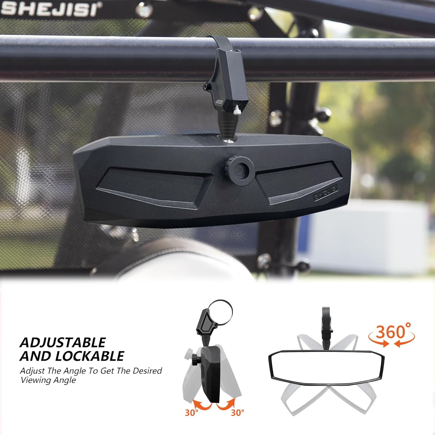 UTV Rearview Mirror for 1.5" to 2.0"Inch Roll Cage, New RZR Mirrors with Simple Adjustment of Viewing Angle, Compatible with Polaris RZR, Can Am Commanders, Honda Pioneer SXS, Kawasaki Mule