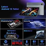 Jeazans Comprimé,10.1" Android 15 Comprimé Octa-core 30GB+128GB double caméra 1280x800 IPS HD écran tactile 6200mAh Wi-Fi 6,BT 5.4 GMS 30GB(6+24) RAM 128GB ROM Appui 1TB Extension des caméras 5MP+8MP
