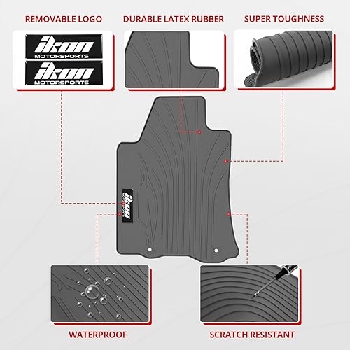 Miniatura 3 de IKON MOTORSPORTS, Alfombrillas de piso de ajuste personalizado compatibles con Nissan Altima 2013-2018, látex resistente para todo tipo de clima,