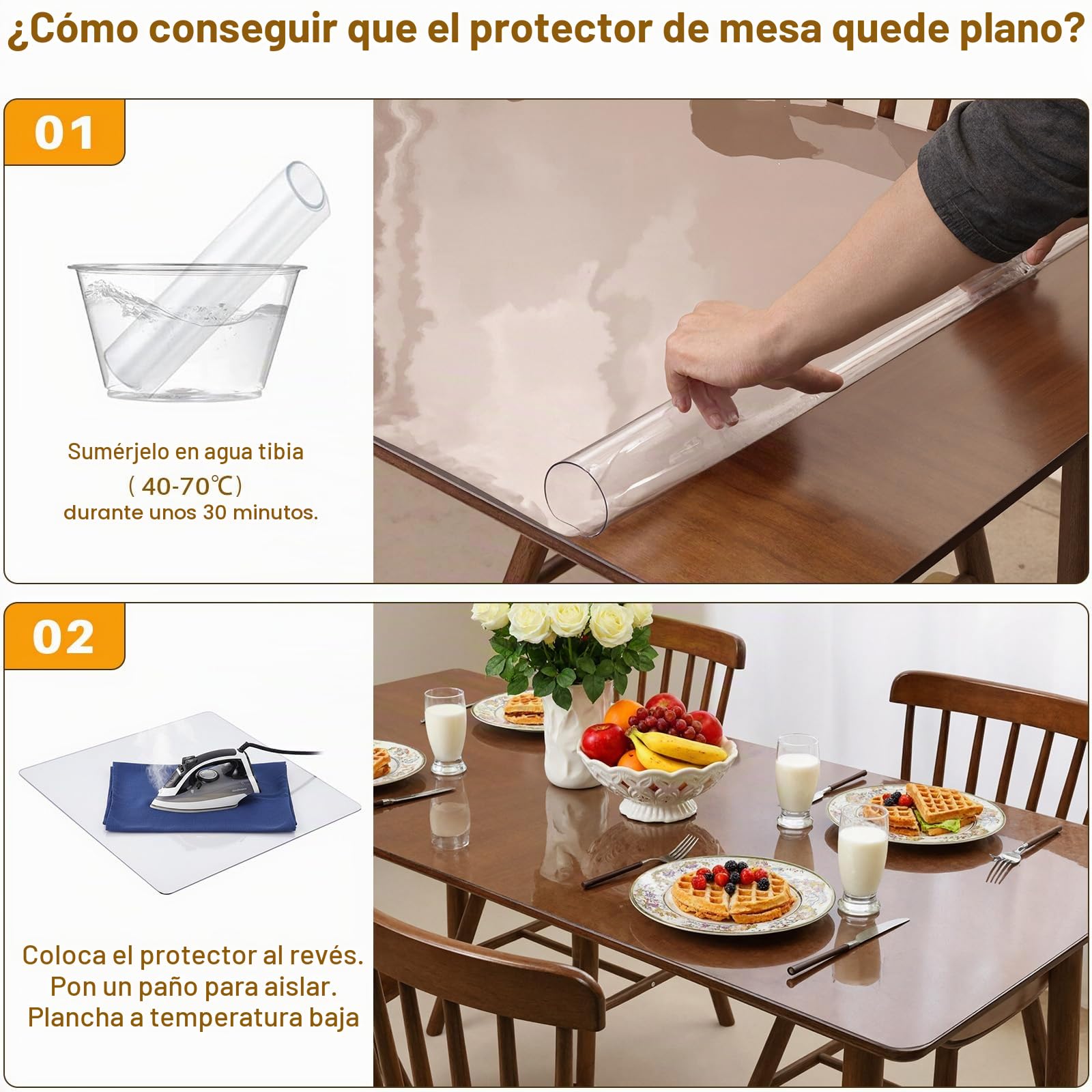 Protector Mesa Transparente, 90 x 180cm Mantel Hule PVC Transparente, Cubre Mesa Comedor Rectangular, Protector de Mesa Impermeable y Antimanchas, Antiarañazos, Fácil de Limpiar, Cortable a Medida