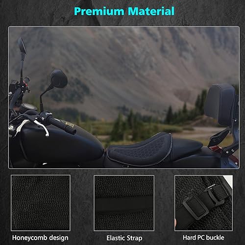 Miniatura 5 de SUNPIE Cojín de asiento de motocicleta, almohadilla de gel plegable, suave, con almohadillas de alivio de presión para motocicletas, transpirable y