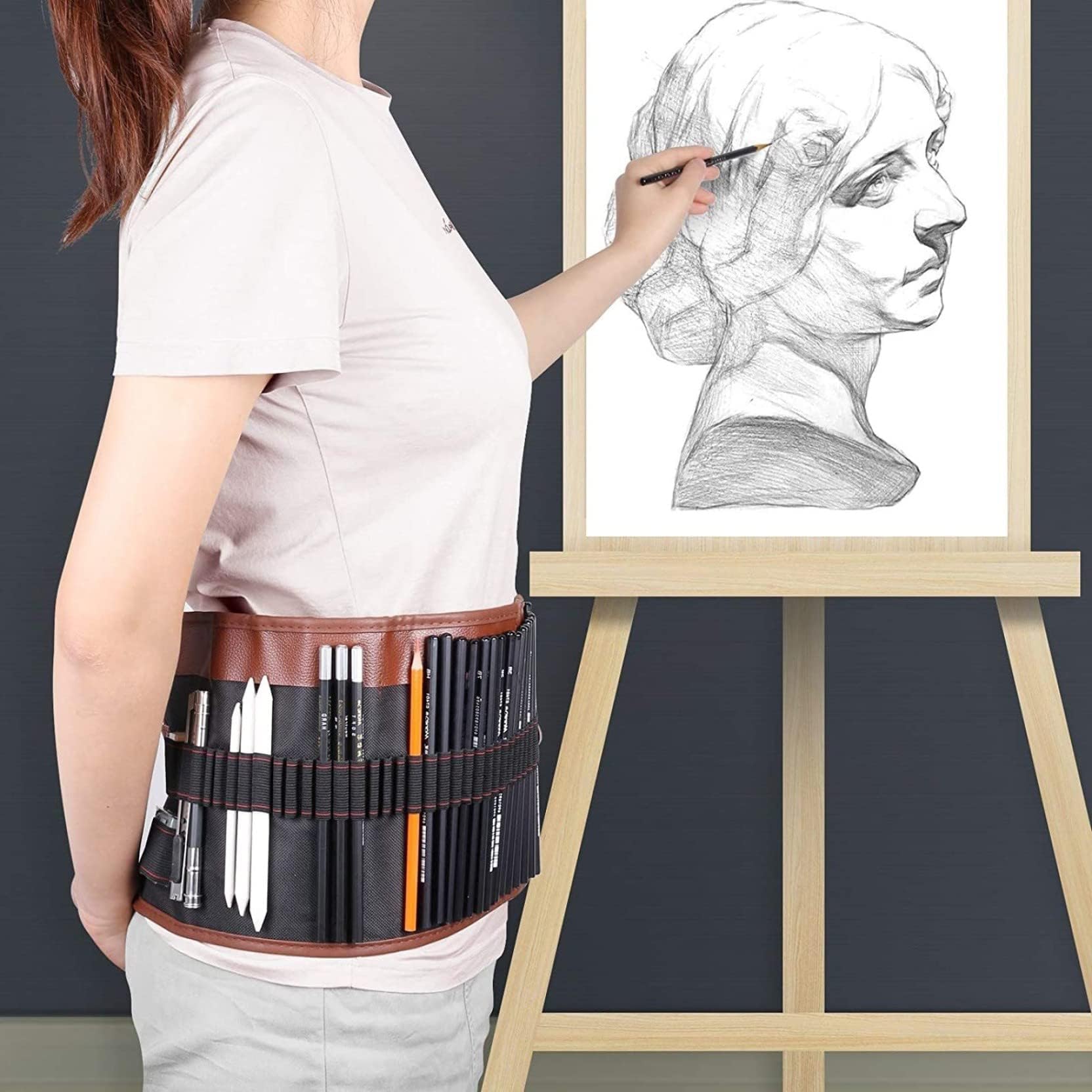 SYGA Sketch Pencil Set, 30 Pieces Charcoal Pen Eraser Pencil Set, Craft Knife, Canvas Roll Up Pencil Extender, Professional Art Carrying Bag for Beginner Artists 1