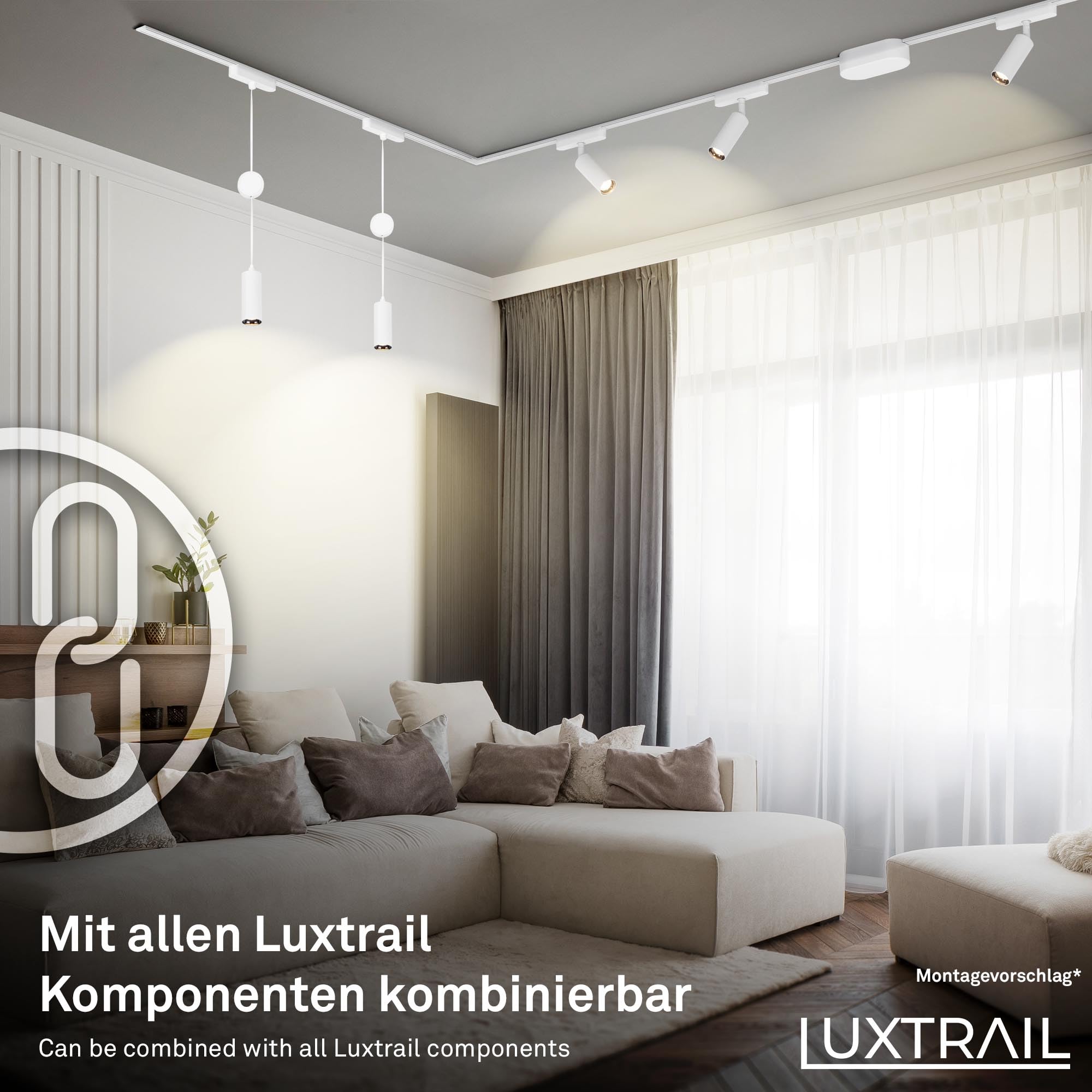 Briloner, Luxtrail Starterset Track System, 4X LED Spots, Extendable, Swivel, Lamps, Ceiling Track System, Spotlight Rail - Image 4