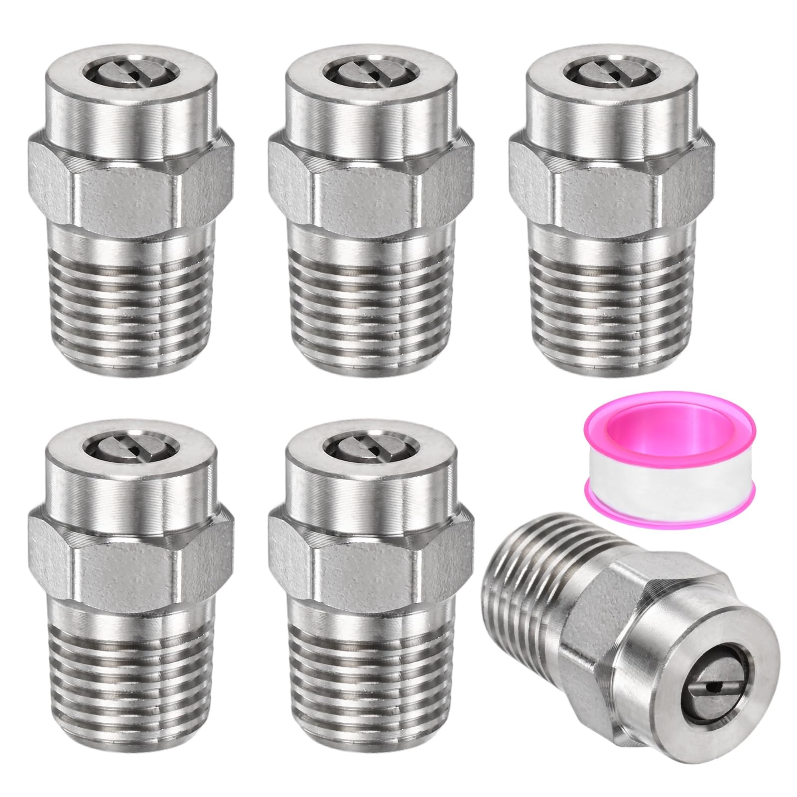 TIXIPEM 1/4IN Male NPT 40 Degree Surface Cleaner Tips [6PCS] - Pressure Washer Nozzle Cleaner Nozzle Replacement Use for Water Gun & Water Broom - [Stainless Steel-1.156MM Orifice]