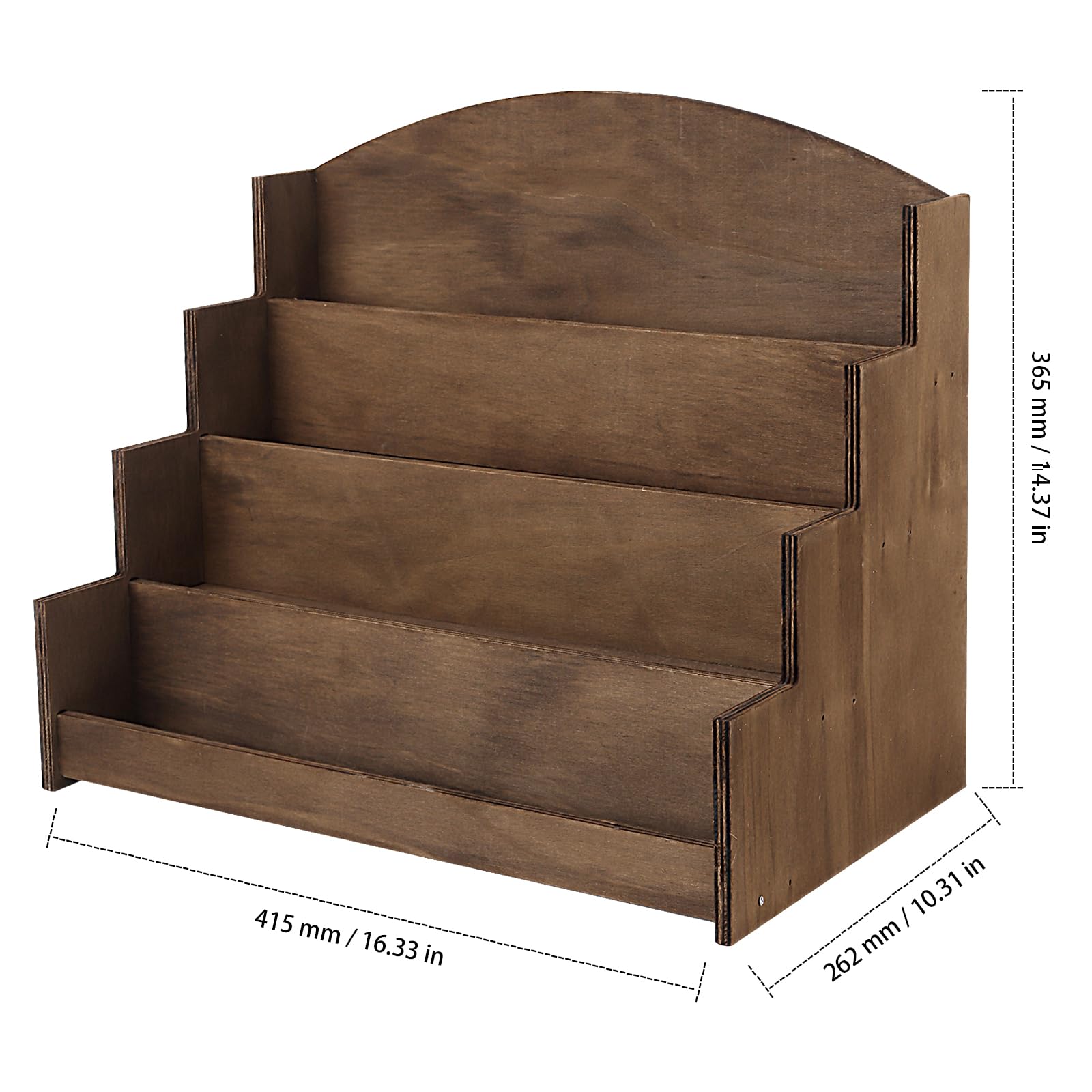 Kartenständer Holz mit 4 Etagen, Holz Kartenständer Postkartenständer, Braun Mehrstufiger Postkartenhalter Präsentationsständer für Postkarten, Grußkarten, 41,5 x 26,2 x 36,5cm