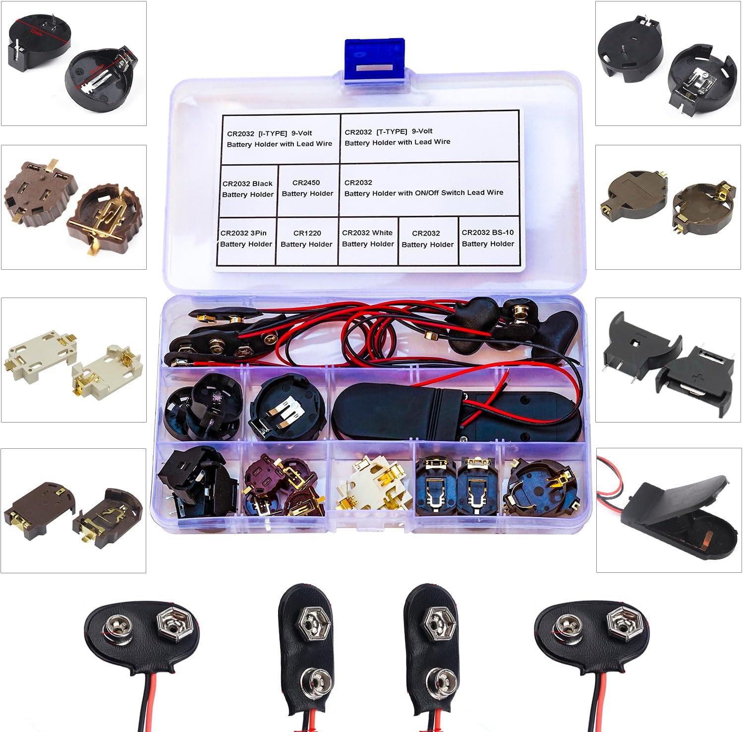 Kidisoii Battery Holders Assorted Kit, CR2032 CR2450 CR1220