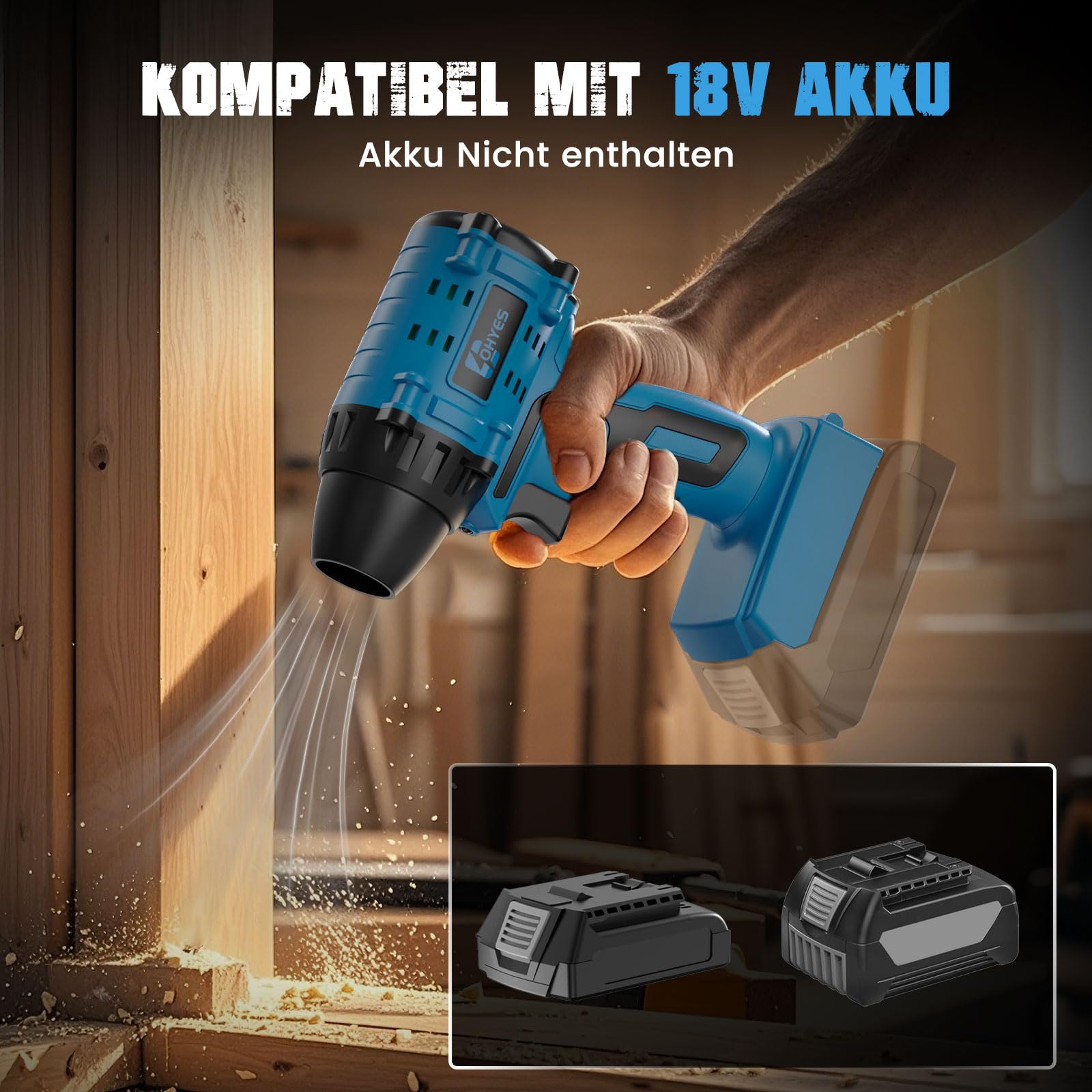 Soffiatore Compatibile con Bosch 18V Professional & Core batteria, senza spazzole, ad alta velocità, soffiatore per foglie, per campeggio, pulizia e officina (batteria non inclusa)