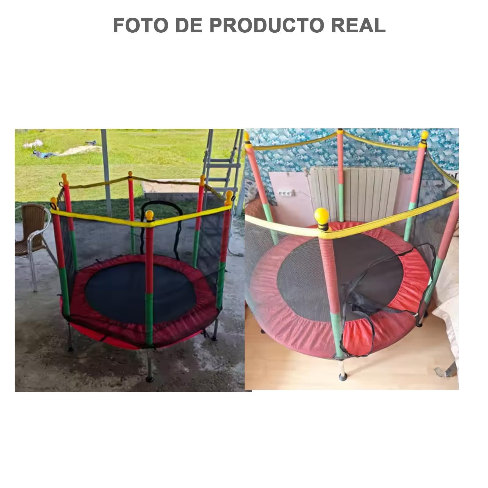Cama Elástica Infantil, 140 cm, con Red de Seguridad, Capacidad 50 kg, Estructura de Acero, Multicolor
