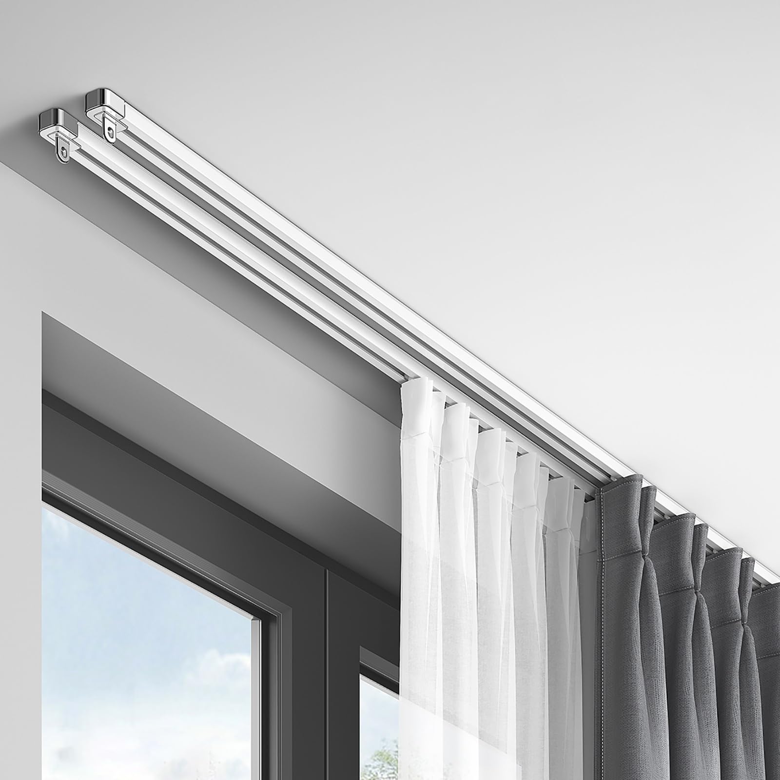 Système de rail double extensible en aluminium pour diviser une chambre