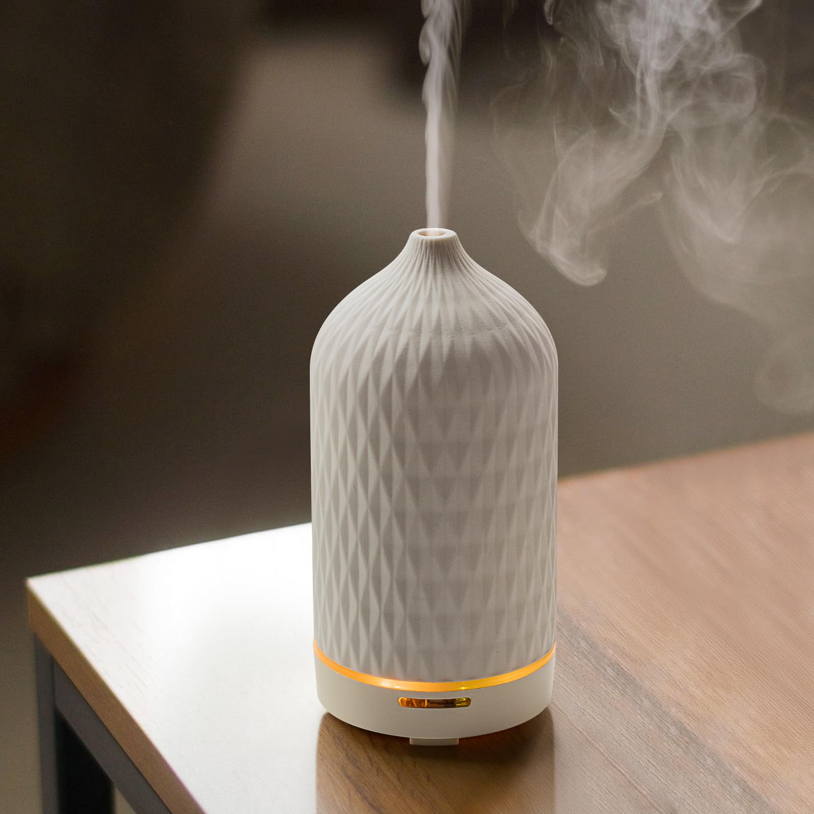 Wanlola White Essential Oil Diffuser,Handcrafted Ceramic Diffuser,120Ml Ultrasonic Cool Mist Humidifier,Aromatherapy With Waterless Auto-Off Function For Home Office