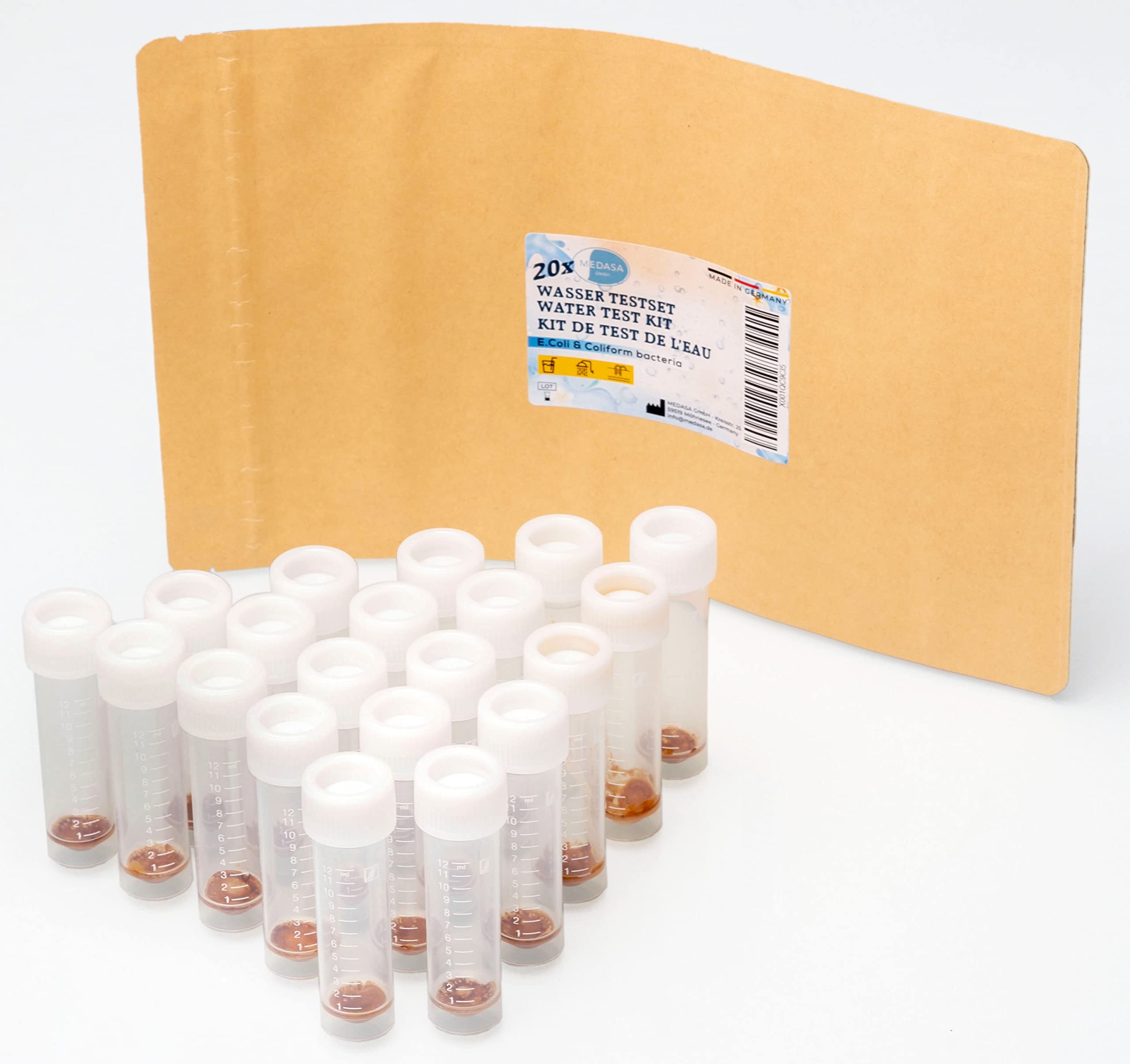Prueba de agua para bacterias coliformes E.coli Test en agua potable y agua de pozo (20 x set de pruebas)