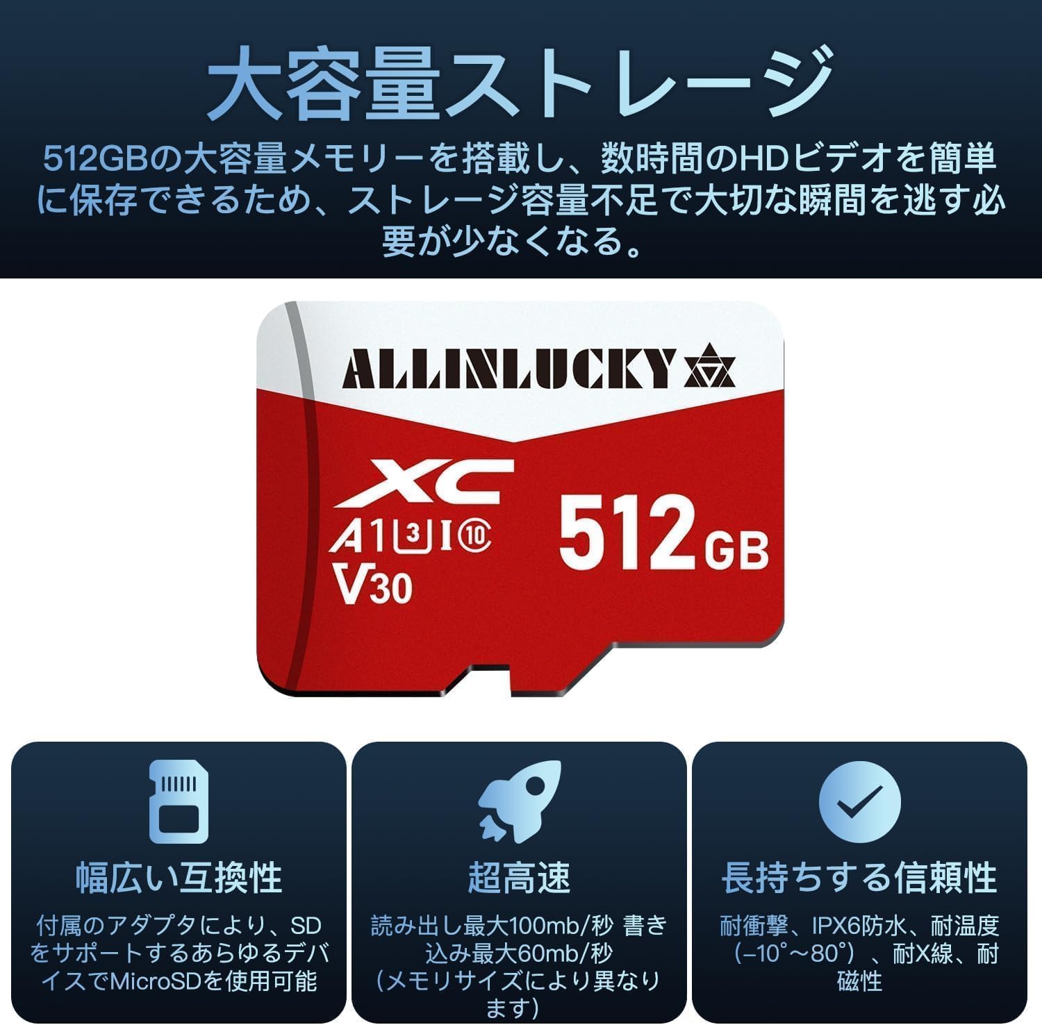 超高速 SDカード　容量５１２GB   ６枚セット⑥ Amazon | 512GB マイクロSDカード 高速データ転送 512GB micro sd