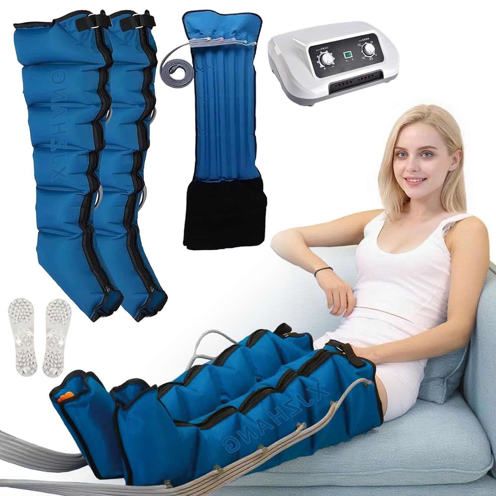 Stivali per pressoterapia con 6 cavità, massaggiatore professionale per uso domestico, tempo e pressione regolabili