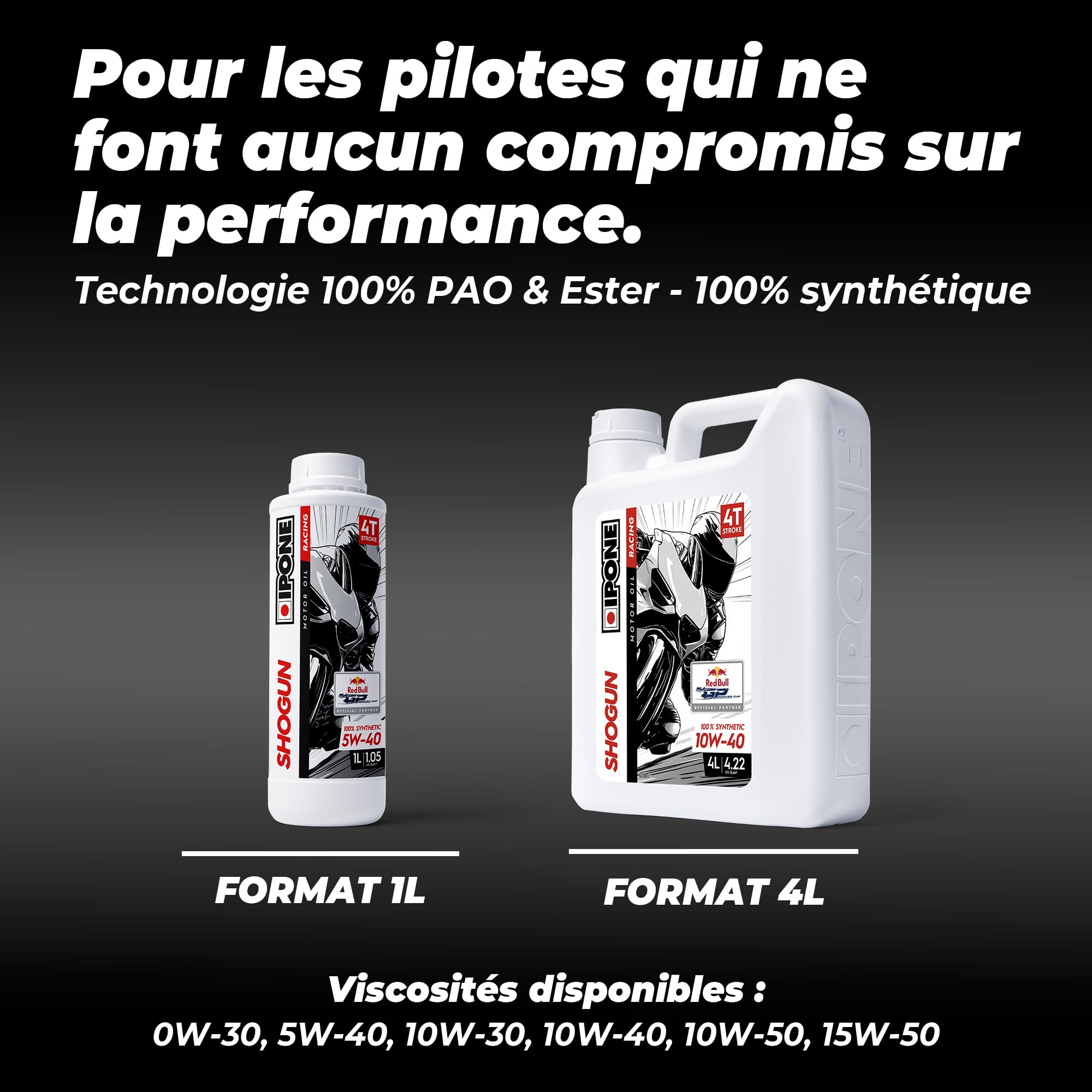 IPONE - Huile Quad 4 Temps 5W40 KATANA ATV - 1 Litre - 100% Synthétique à base Esters - Haute Performance, Noir