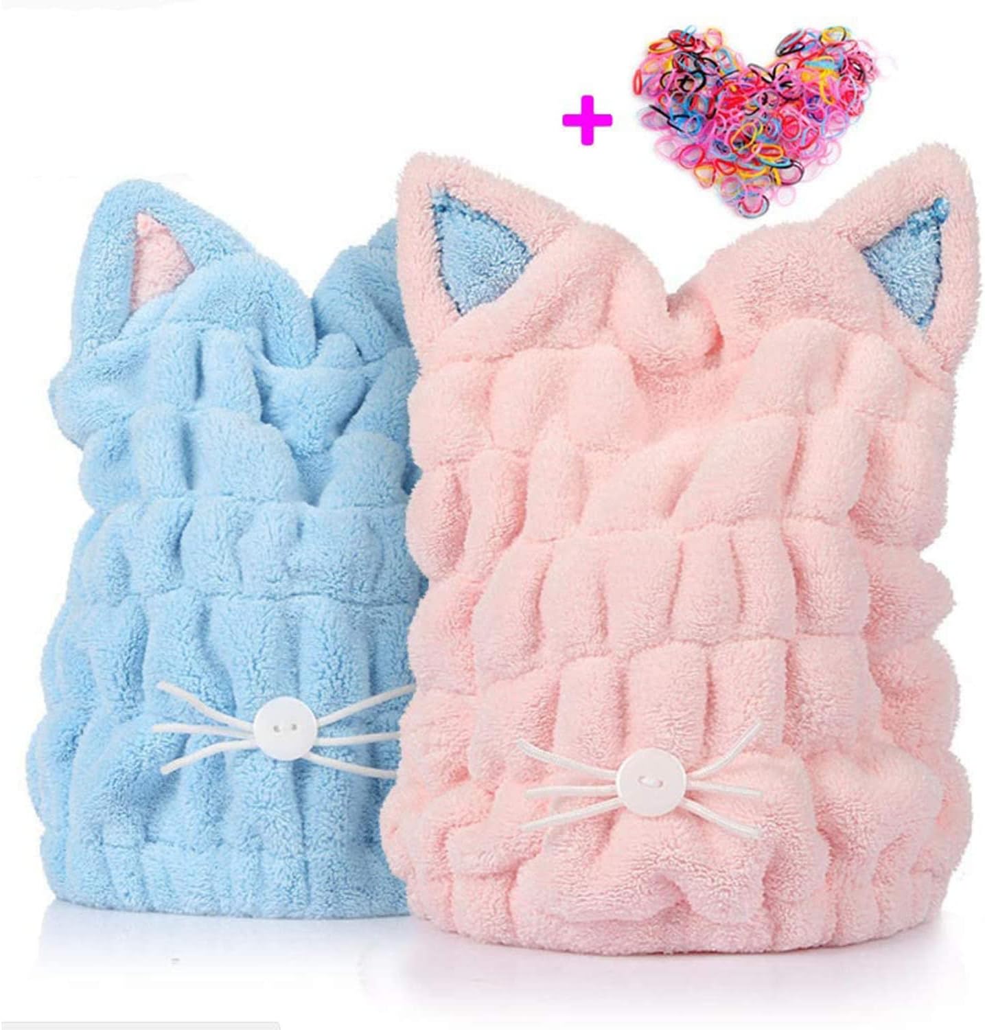 2 Pack Hair Drying Caps, Microfiber Bath Towel Hat for Shower Spa, Ultra Soft Absorbent Hair Quick Drying Hat