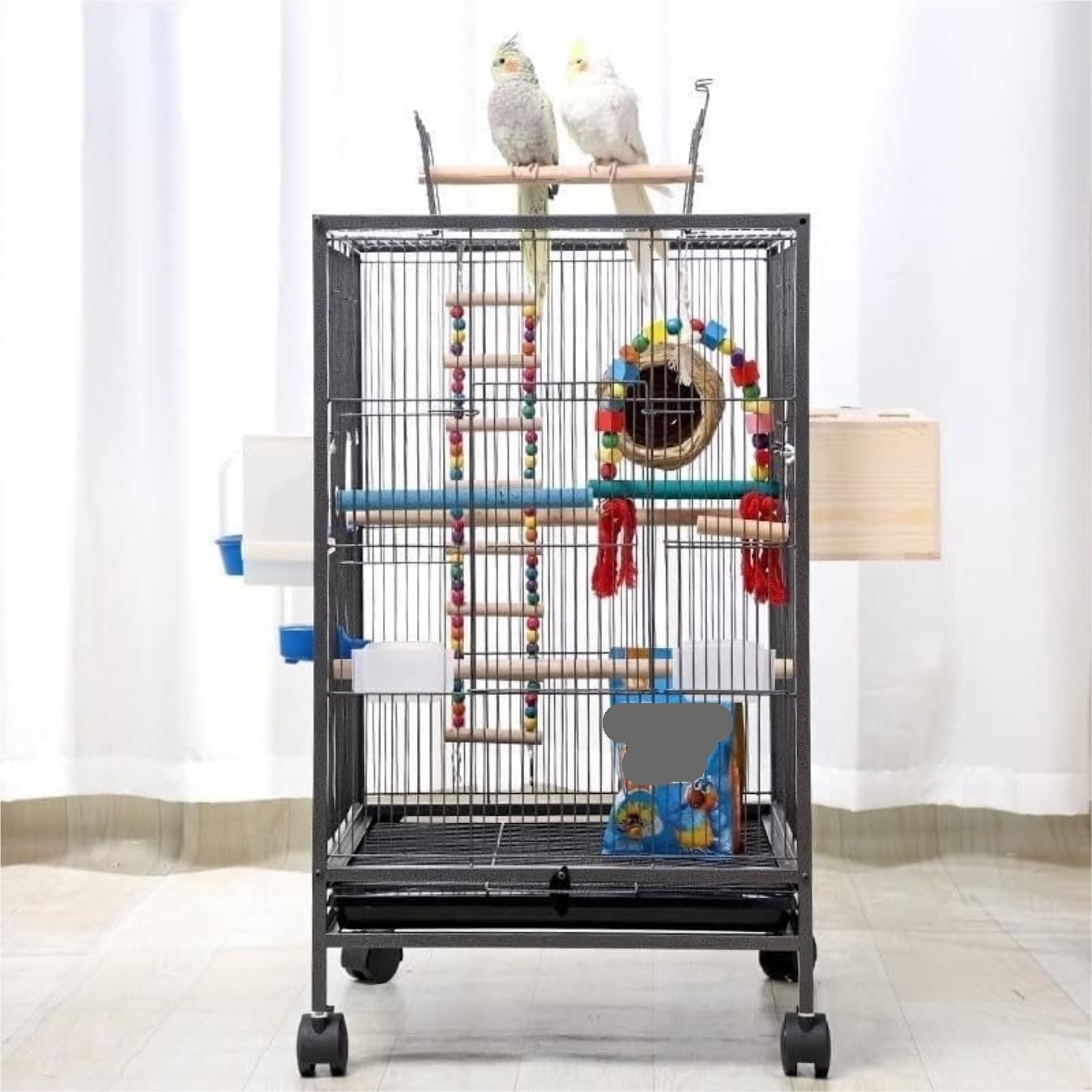Vogelkäfig im Freien, Schmiedeeiserne Vogelkäfige Großer Flugkäfig Mit Ständer Vogelkäfig Für Haustiere Für Den Familienbalkon Im Freien Vogelvoliere Vogelkäfig Voliere(Black)
