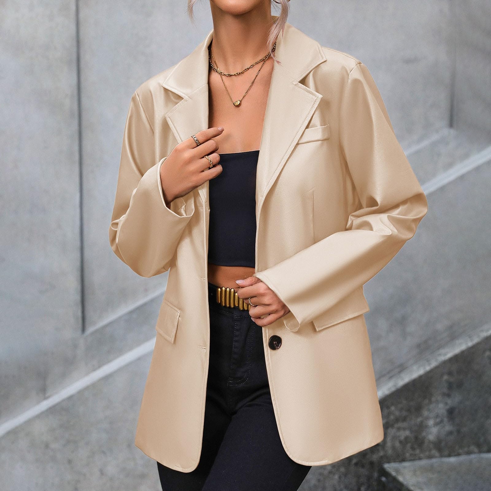 Giacca di Pelle Donna Giubbino Giubbotto Slim Giacche Lunga Corto Giubbotti Casuale Giacchetto Sottile Retro in Giubbini Oversize Giacchetta Moda Similpelle